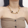 Creative Metal Thick Chain Necklace Simple Single Layer Alternating Geometry Neck Decoration Collares De Moda Femme Jewelry 2021