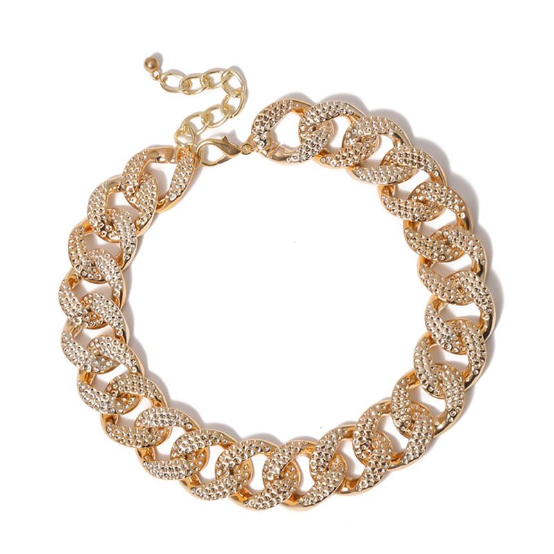 Creative Metal Thick Chain Necklace Simple Single Layer Alternating Geometry Neck Decoration Collares De Moda Femme Jewelry 2021