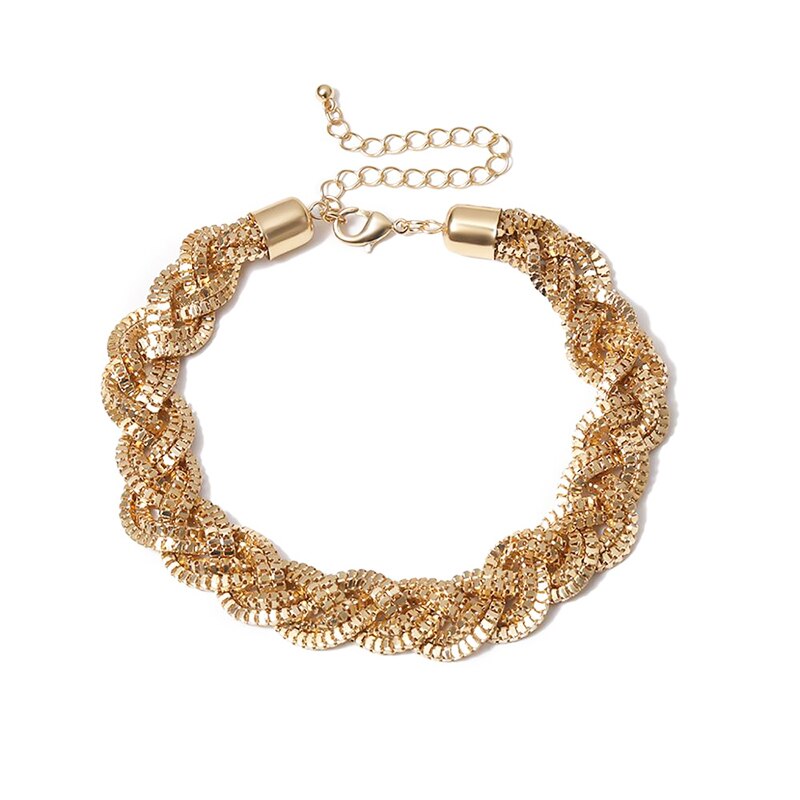 Creative Metal Thick Chain Necklace Simple Single Layer Alternating Geometry Neck Decoration Collares De Moda Femme Jewelry 2021