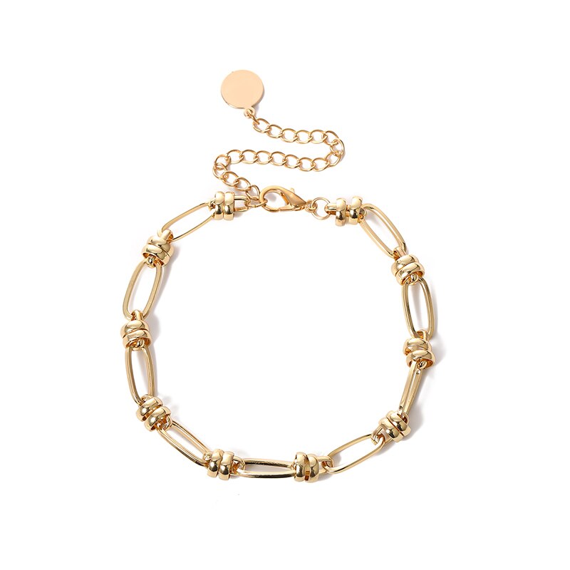 Creative Metal Thick Chain Necklace Simple Single Layer Alternating Geometry Neck Decoration Collares De Moda Femme Jewelry 2021