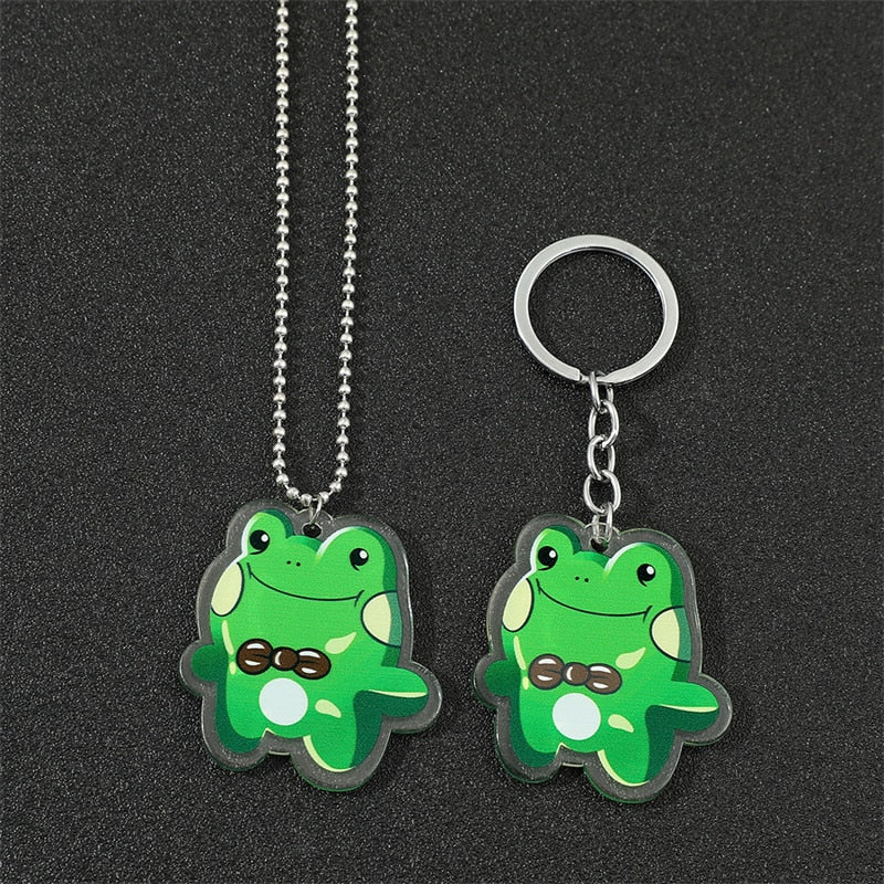 Creative Anime Killing Stalking Yoonbum Frog Acrylic Pendant Necklace for Children's Christmas and Halloween Gifts