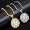 Creative Bitcoin Hip Hop Tennis Necklace Souvenir Collection Gift Bitcoin Ethereum Litecoin Cuba Necklace Gift
