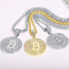 Creative Bitcoin Hip Hop Tennis Necklace Souvenir Collection Gift Bitcoin Ethereum Litecoin Cuba Necklace Gift