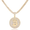Creative Bitcoin Hip Hop Tennis Necklace Souvenir Collection Gift Bitcoin Ethereum Litecoin Cuba Necklace Gift