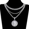 Creative Bitcoin Hip Hop Tennis Necklace Souvenir Collection Gift Bitcoin Ethereum Litecoin Cuba Necklace Gift