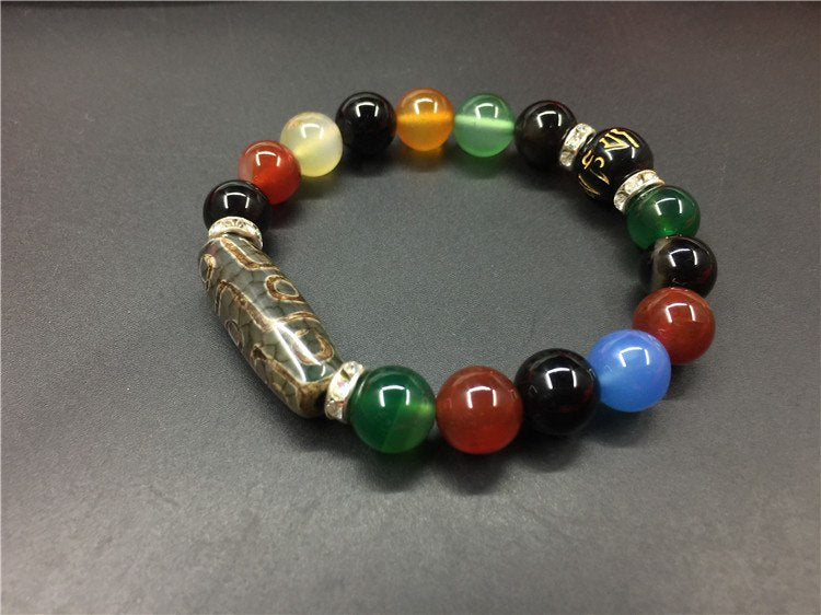 Creative Nine eyes dzi beads Gemstine Bracelets Pulseras Agate Black and Red Color Women and Man Bracelet