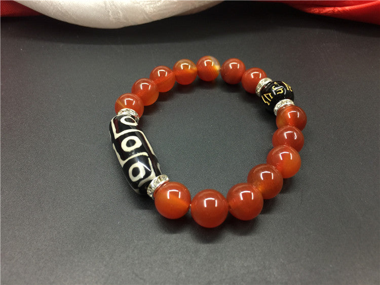Creative Nine eyes dzi beads Gemstine Bracelets Pulseras Agate Black and Red Color Women and Man Bracelet