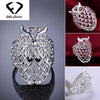 Creative Personality Hollow Owl Rings for Women European and American Fashion Style Geometric Fine Jewelry Sterling 925 Silver