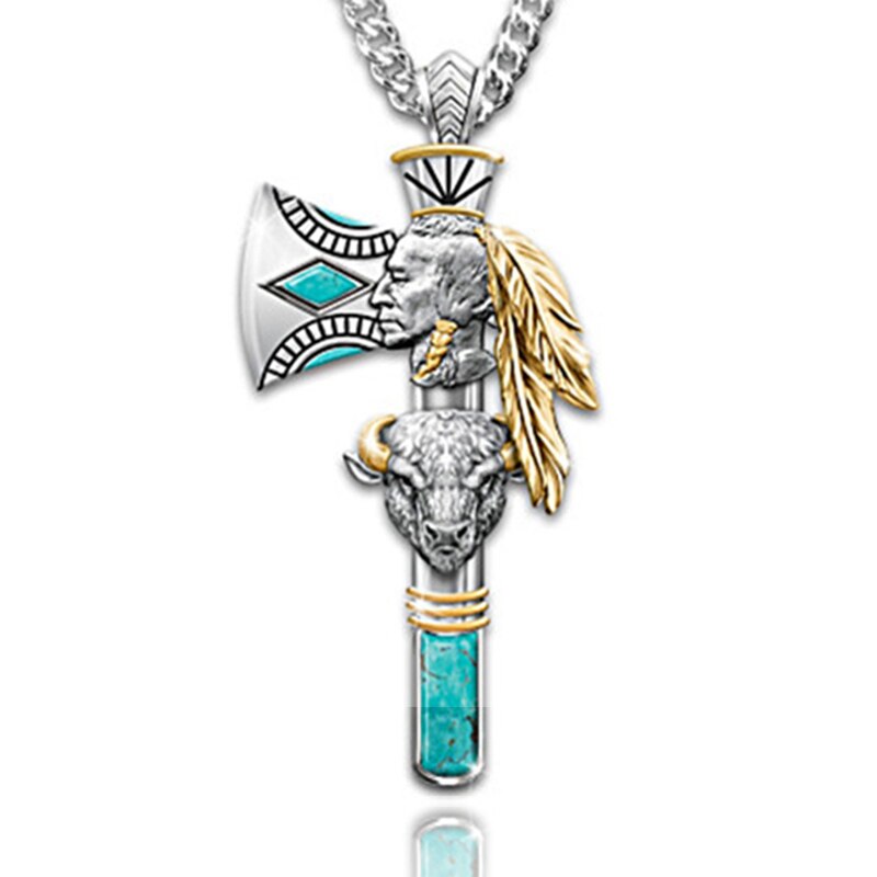 Creative Punk Man Necklace Indian Bull Head Pendant Chain On The Neck Women Party Vintage Jewelry Girl Gift