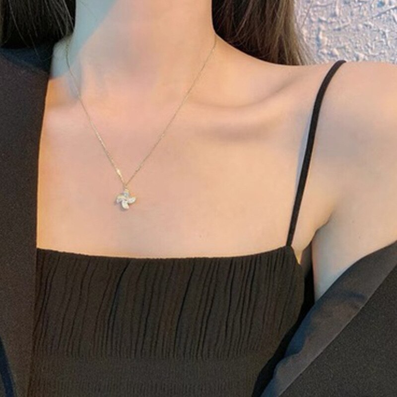 Creative Rotatable Windmill Pendant Titanium Steel Necklace for Women's Personality Decorative Jewelry 2021 Trend