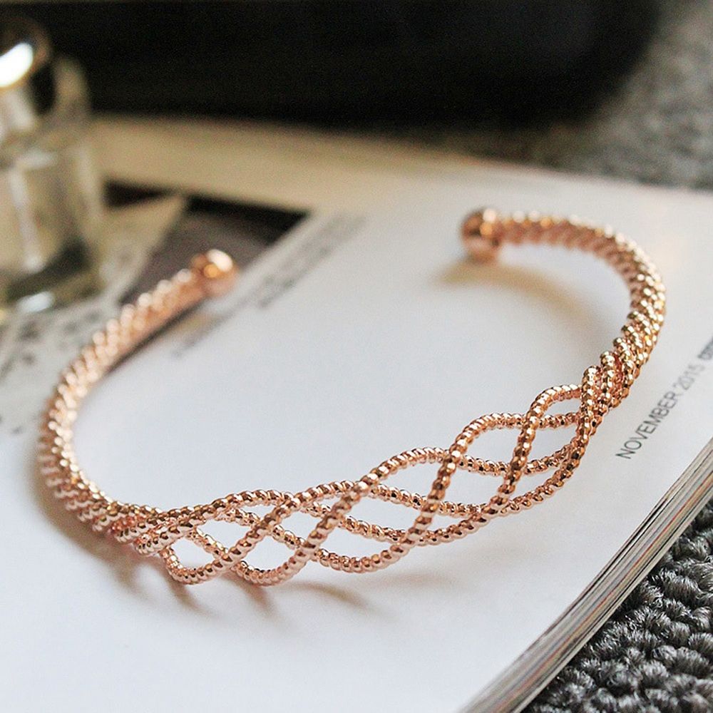 Creative Women Open Hollow Bangle Bracelet Charm Simple Rose Gold Silver Bracelet Jewelry Wedding Party Accessories