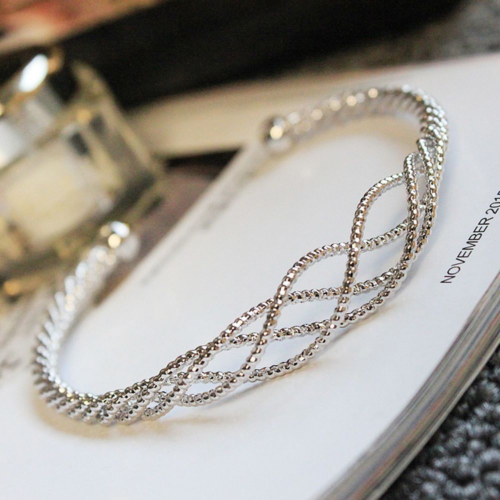 Creative Women Open Hollow Bangle Bracelet Charm Simple Rose Gold Silver Bracelet Jewelry Wedding Party Accessories