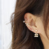 Creative design leaf copper inlaid zircon ear clips without pierced women's 14K real gold plating Korean earrings jewelry