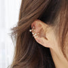 Creative design leaf copper inlaid zircon ear clips without pierced women's 14K real gold plating Korean earrings jewelry