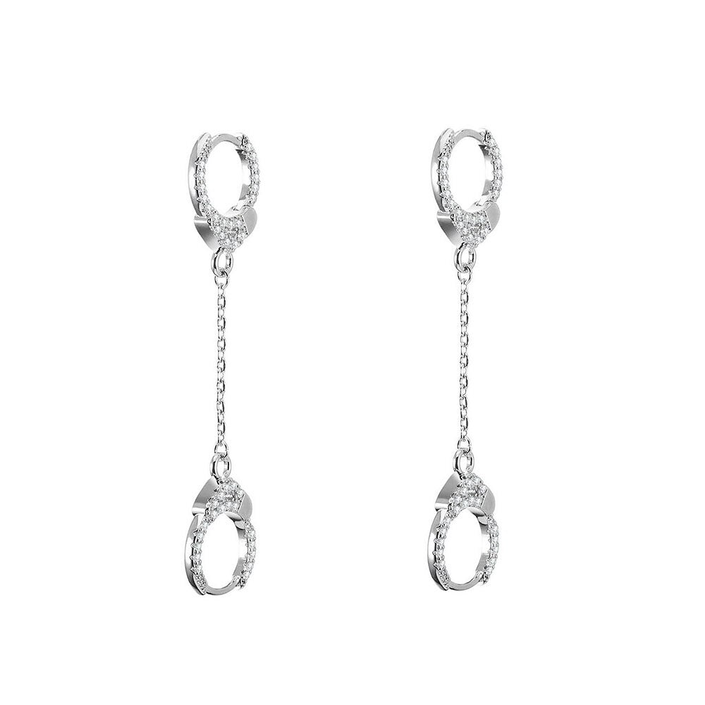 Creativity Punk Handcuffs Drop Earrings For Woman Gold Silver Color Long Tassel CZ Zirconia Earring Simple Jewelry Accessories