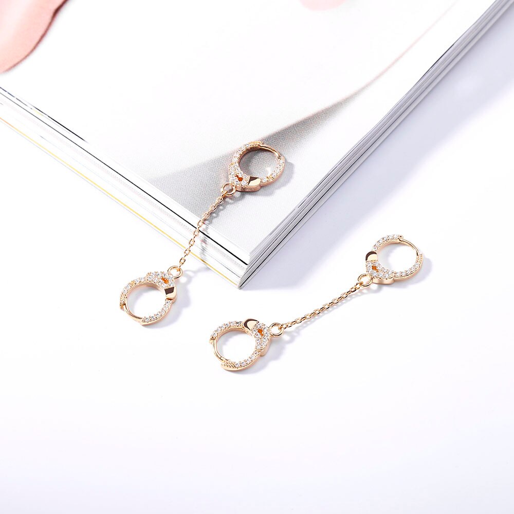 Creativity Punk Handcuffs Drop Earrings For Woman Gold Silver Color Long Tassel CZ Zirconia Earring Simple Jewelry Accessories