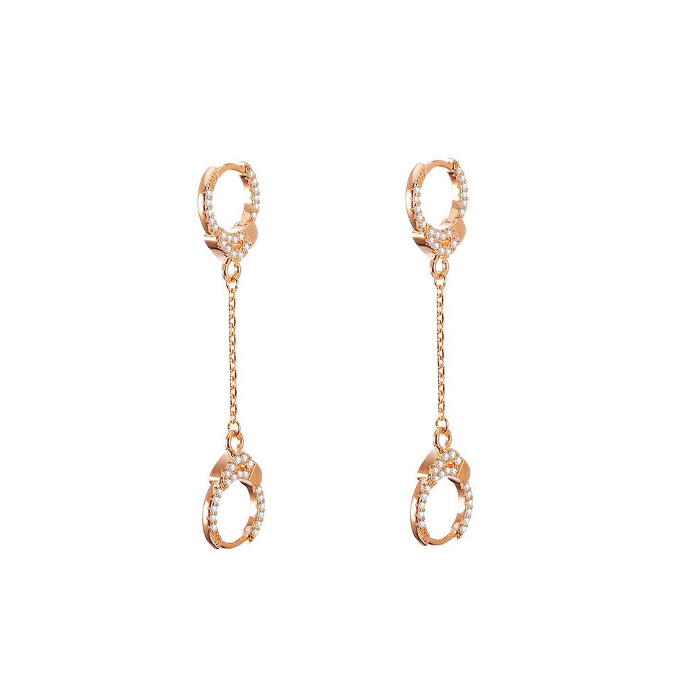 Creativity Punk Handcuffs Drop Earrings For Woman Gold Silver Color Long Tassel CZ Zirconia Earring Simple Jewelry Accessories