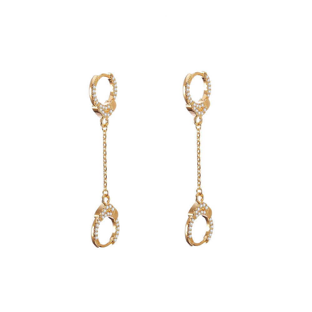 Creativity Punk Handcuffs Drop Earrings For Woman Gold Silver Color Long Tassel CZ Zirconia Earring Simple Jewelry Accessories