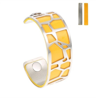 Giraffe Bangles Bracelets Femme manchette Cuffs Stainless Steel Bracelet Reversible Interchangeable Leather Band Pulseiras