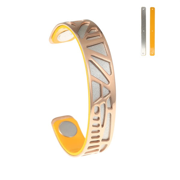 Leather Bracelets & Bangles For Women Hollow Stainless Steel Cuff 14mm Leather Bangle Jewelry