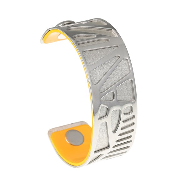 Plam Tree Bangle Arm Cuff Leather Bracelet Stainless Steel Bracelet Argent Interchangeable Reversible 25mm Leather Band