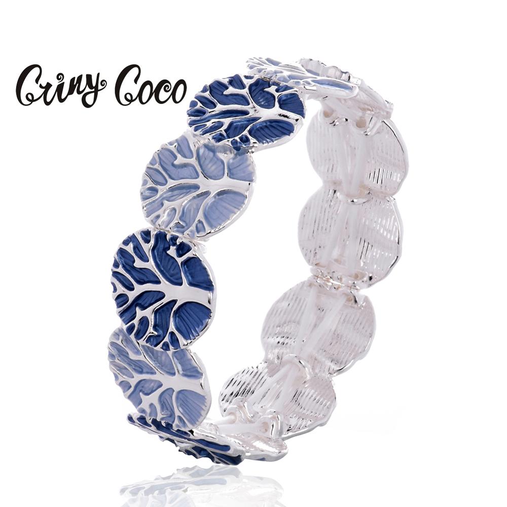 Cring Coco Trendy Tree of Life Shape Bracelet for Woman Women's Alloy Metal Boho Bracelets & Bangles Accessories Mujer Jewelry