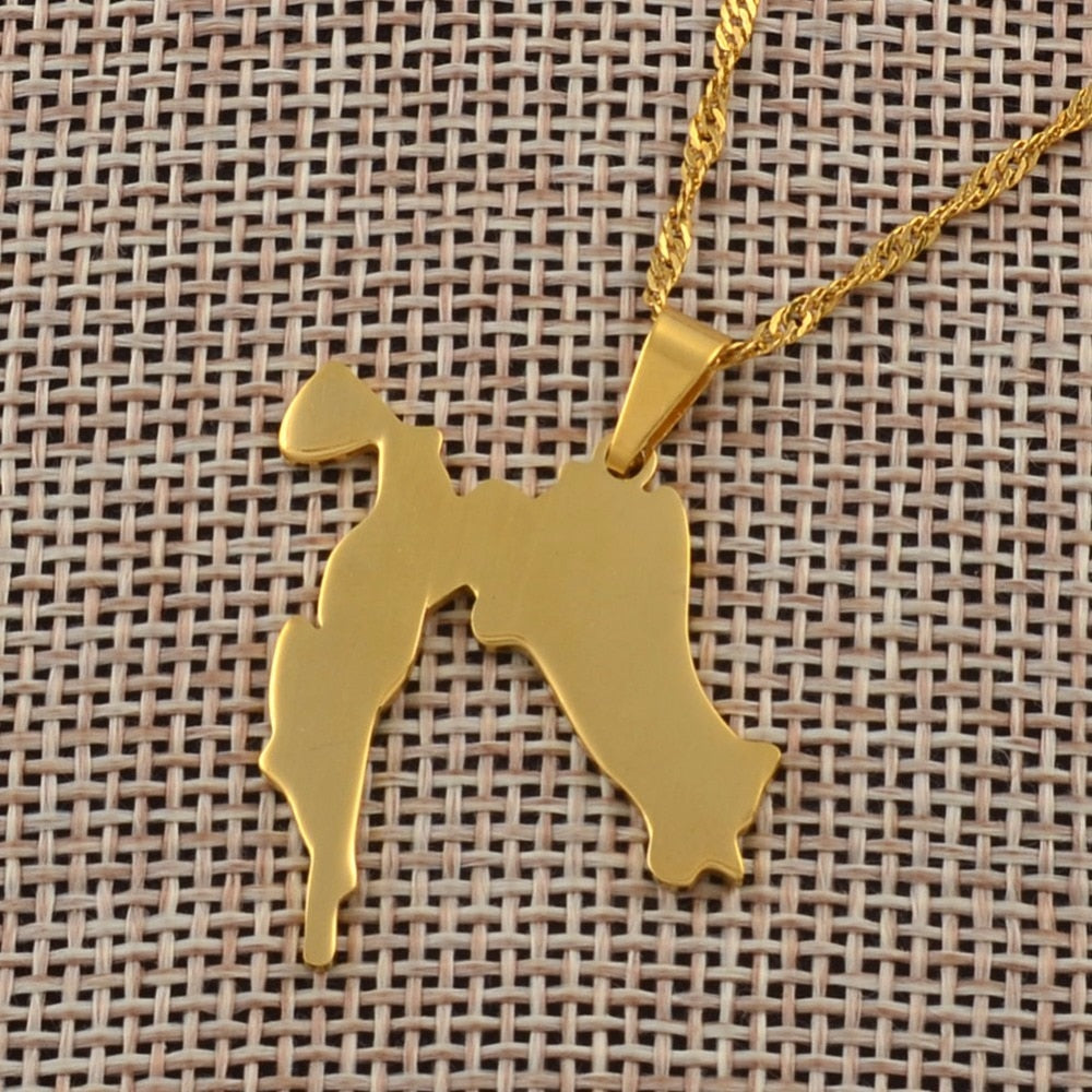 Croatia Map Pendant Chains Gold Color Stainless Steel for Women Girls Maps of the Croatian Jewelry Gifts