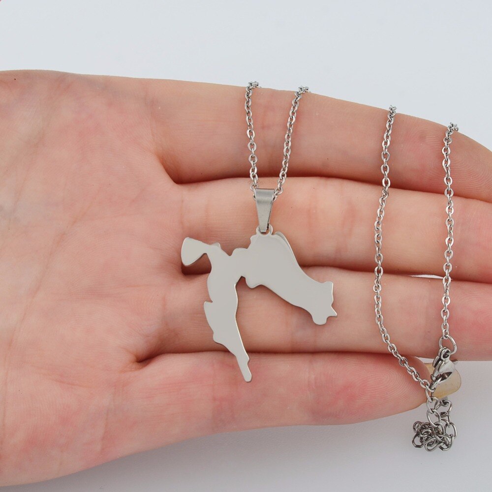 Croatia Map Pendant Chains Gold Color Stainless Steel for Women Girls Maps of the Croatian Jewelry Gifts