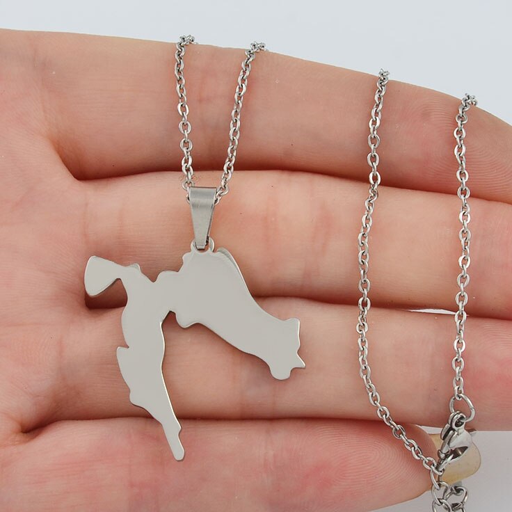 Croatia Map Pendant Chains Gold Color Stainless Steel for Women Girls Maps of the Croatian Jewelry Gifts