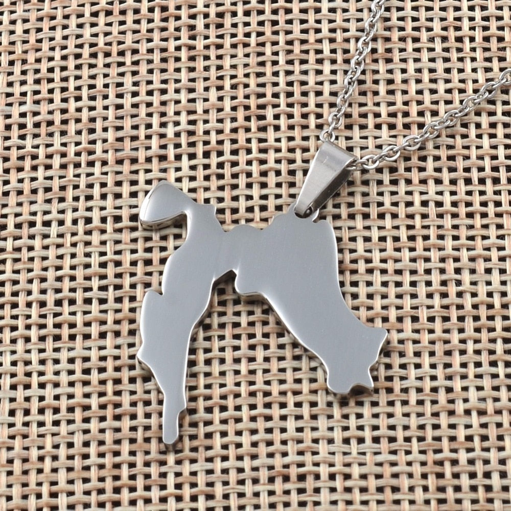 Croatia Map Pendant Chains Gold Color Stainless Steel for Women Girls Maps of the Croatian Jewelry Gifts