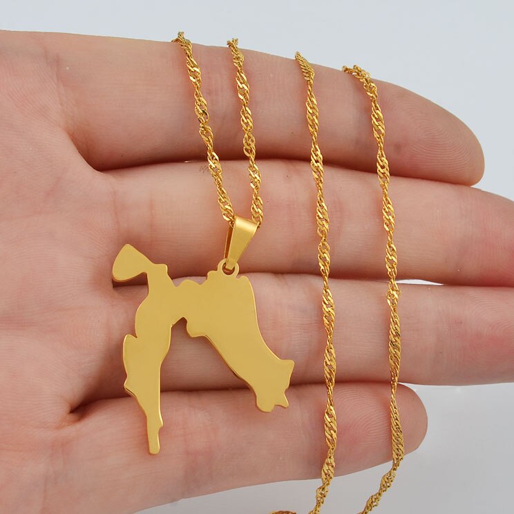 Croatia Map Pendant Chains Gold Color Stainless Steel for Women Girls Maps of the Croatian Jewelry Gifts