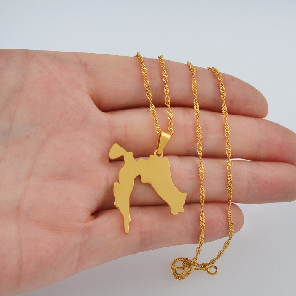 Croatia Map Pendant Chains Gold Color Stainless Steel for Women Girls Maps of the Croatian Jewelry Gifts