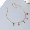 Cross Border Cherry Necklace Hip Hop Tennis Chain Cherry Pendant Collar Small Fresh Row Micro Inlaid with Rhinestone Necklace