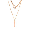 Cross Border In Europe and America Retro Cross Pendant Ring Double Titanium Steel Necklace Autumn Winter Sweater Chain