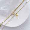 Cross Border In Europe and America Retro Cross Pendant Ring Double Titanium Steel Necklace Autumn Winter Sweater Chain