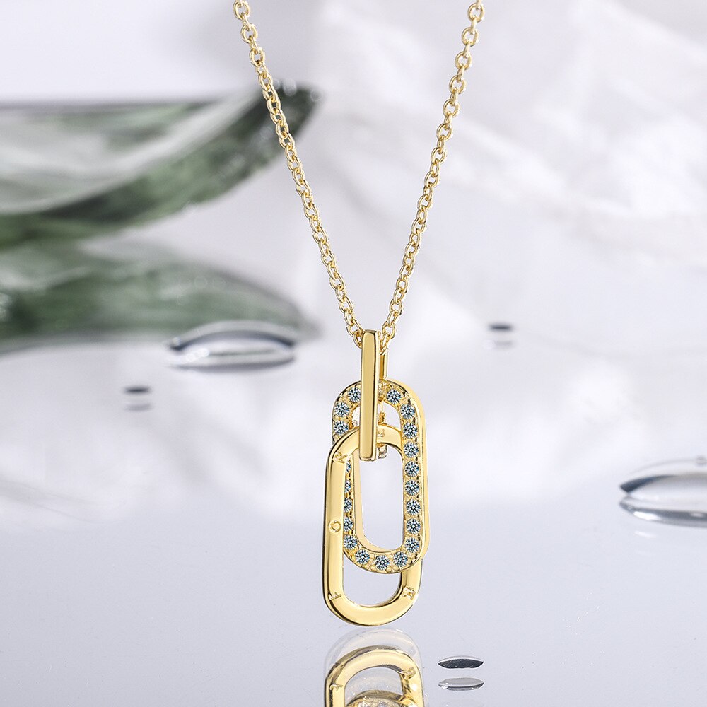 Cross Buckle Gold Pendant Female Necklaces For Women 925 Stamp Silver Color 18Inch Chain  Jewelry Gift Jewellery