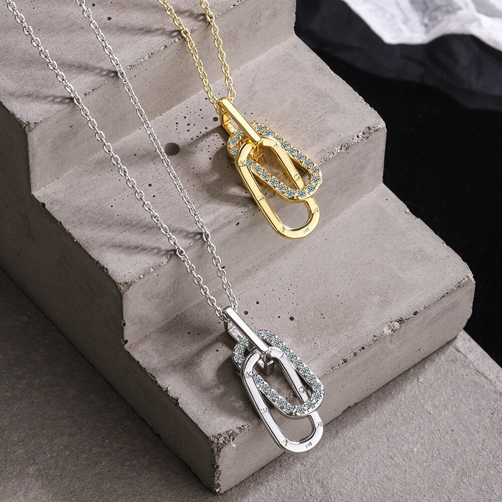 Cross Buckle Gold Pendant Female Necklaces For Women 925 Stamp Silver Color 18Inch Chain  Jewelry Gift Jewellery