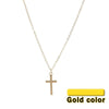 Cross Necklace Simple Necklaces Jesus Women Chain Ladies Pendant Girls Jewelry Yellow Gold Color Vintage European Metal Collares