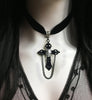 Cross Skull Choker Necklace, Gothic Victorian Black Cameo
