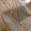 Cross Stainless Steel Cross Double Necklace Female Cocker Spaniel Ms. Simple Double Cross Necklace Does Not Fade