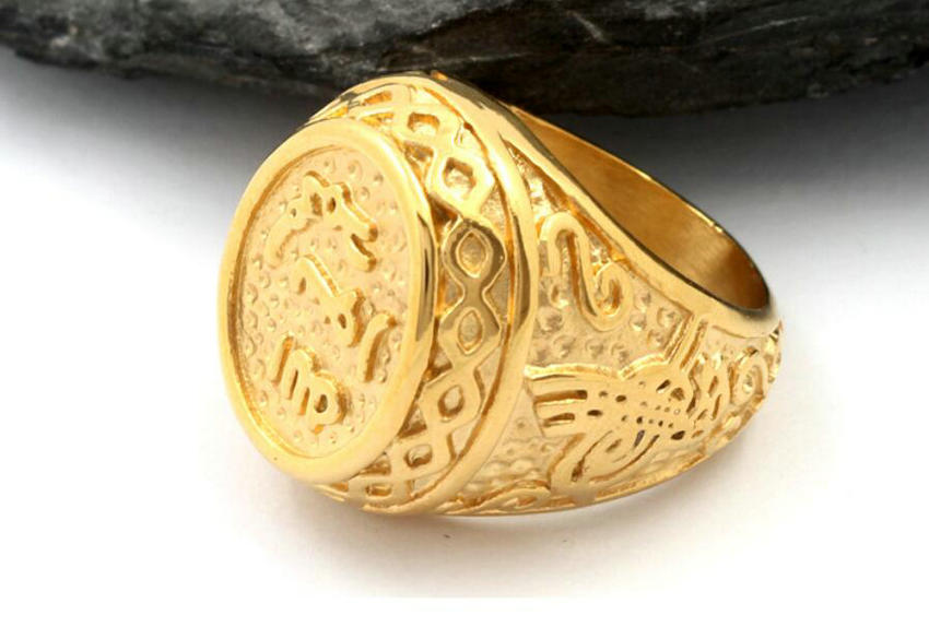 Cross-border jewelry vintage religious men's ring arabic ancient stainless steel ring