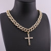 Cross pendant 10mm hip hop miami cuban link chain men's iced necklace women's rapper singer crystal jewelry religion rock roll