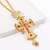 Crown Pectoral Cross Orthodox Jesus Crucifix Necklace Retro Religious crystal necklace Men &amp;  women chain Long Necklace with box