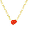 Cry face red heart necklace for women stainless steel cuban link chain necklace y2k necklace cute kawaii 2000s aesthetic jewelry