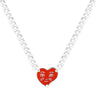 Cry face red heart necklace for women stainless steel cuban link chain necklace y2k necklace cute kawaii 2000s aesthetic jewelry