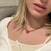 Cry face red heart necklace for women stainless steel cuban link chain necklace y2k necklace cute kawaii 2000s aesthetic jewelry