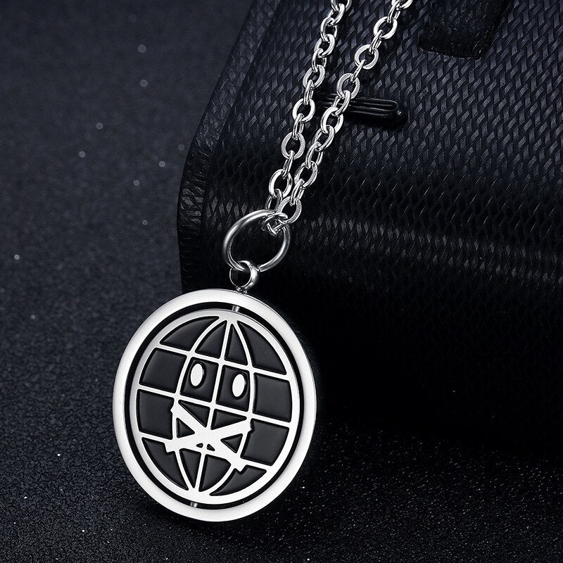 Crying Face Necklace Reversible  Hip Hop Pendant Necklaces Girl Jewelry Black Color