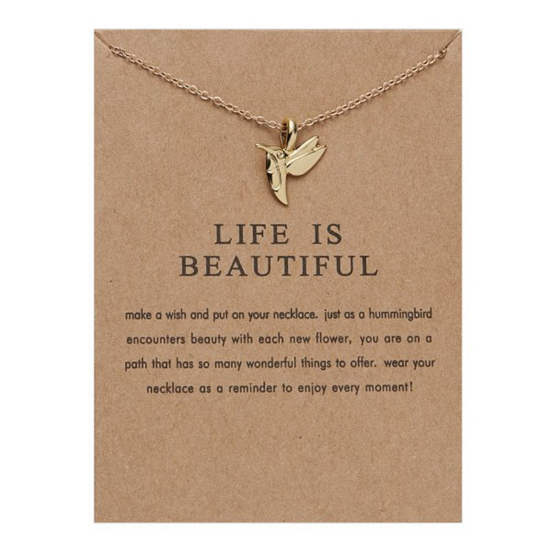 Crystal Animal Hummingbird Necklaces  Gold Color Clavicle Chain Swallow Birds Necklaces & Pendants collares joyeria mujer