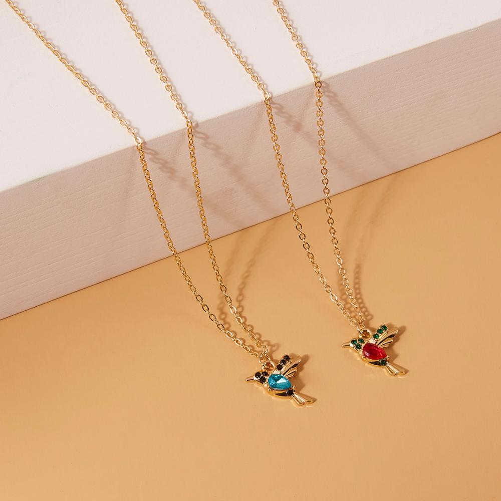Crystal Animal Hummingbird Necklaces  Gold Color Clavicle Chain Swallow Birds Necklaces & Pendants collares joyeria mujer
