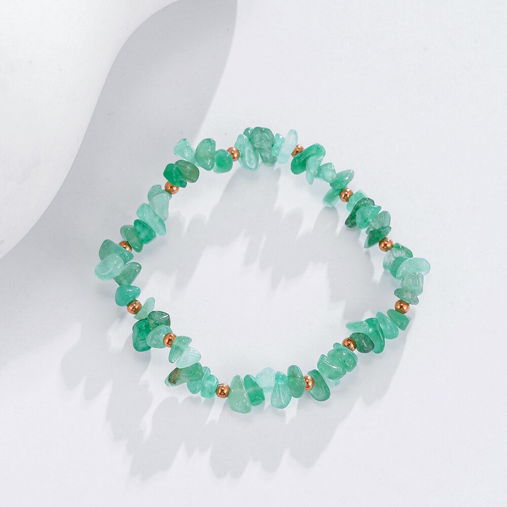 Crystal Bracelet Irregular Natural Stone Bracelet Beads Chip Jewelry Amethyst Aquamarine Rose Quartz Wristband Bangles for Women